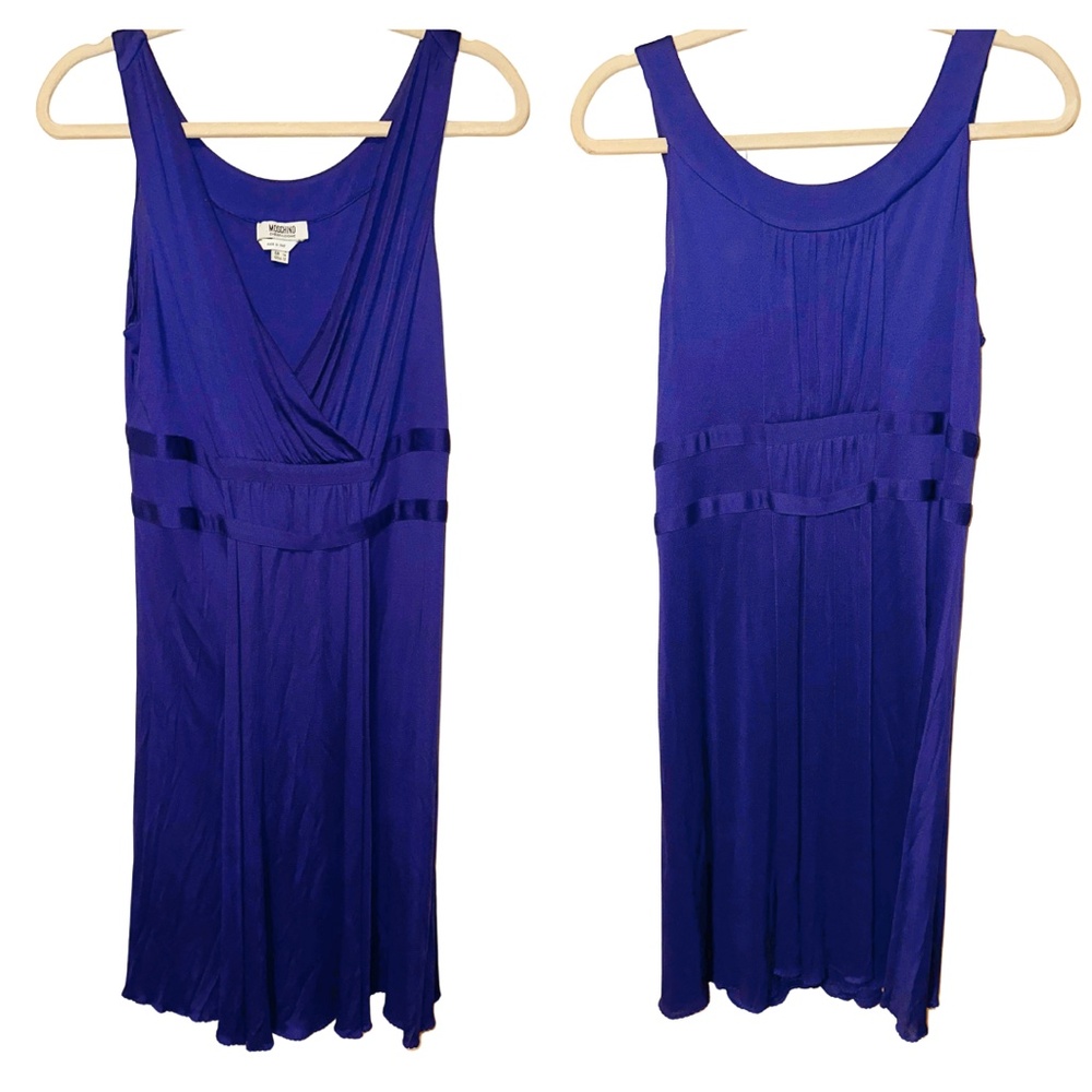 Moschino Silk blend Deep Purple V-neck Grecian dress 12 - Picture 10 of 14